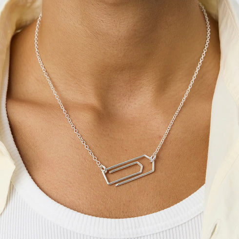 Mfpen Clip Necklace Brushed Silver A126-017 degliuberti 3