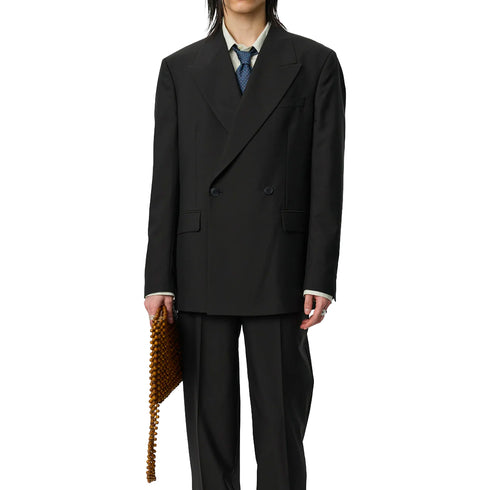 Mfpen Double Breasted Blazer Dark Brown Dry Wool M326-018 degliuberti 1