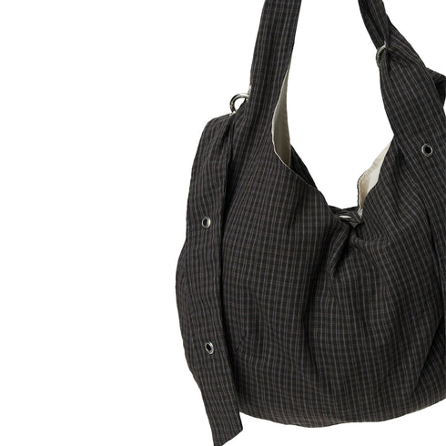 Mfpen Eyelet Shoulder Bag Dark Linen Check A126-001 degliuberti 2