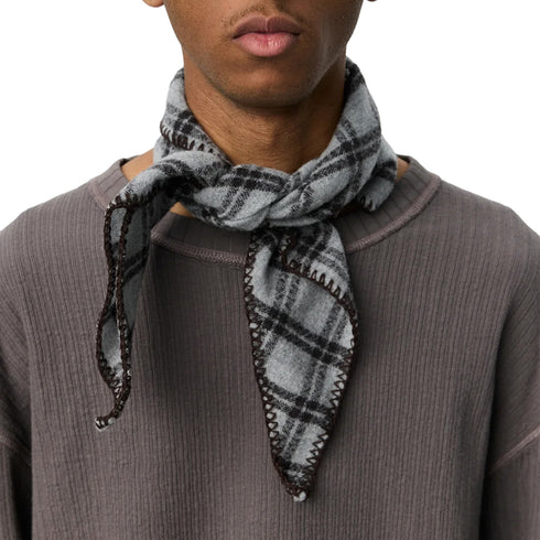 Mfpen Triangle Scarf Ash Brown Check A326-035 degliuberti 1