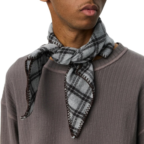 Mfpen Triangle Scarf Ash Brown Check A326-035 degliuberti 2