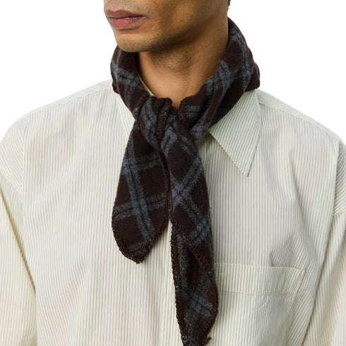 Mfpen Triangle Scarf Brown Grey Check A326-033 degliuberti 1