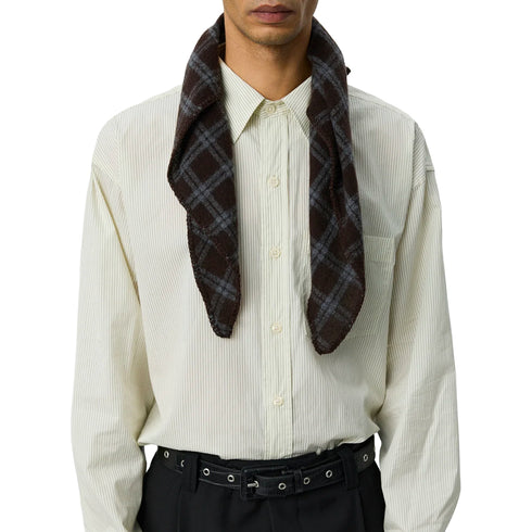 Mfpen Triangle Scarf Brown Grey Check A326-033 degliuberti 2