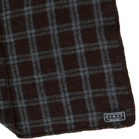 Mfpen Triangle Scarf Brown Grey Check A326-033 degliuberti 3