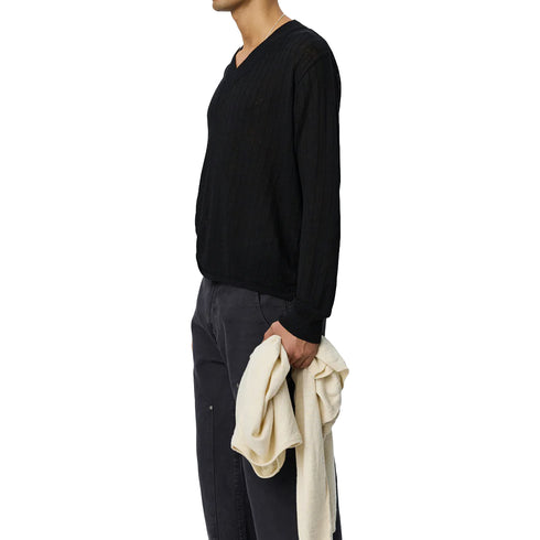 Mfpen V-Neck Pullover Black Rib M126-059 degliuberti 1