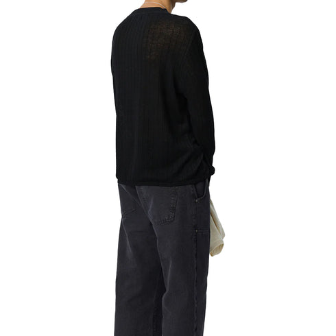 Mfpen V-Neck Pullover Black Rib M126-059 degliuberti 3