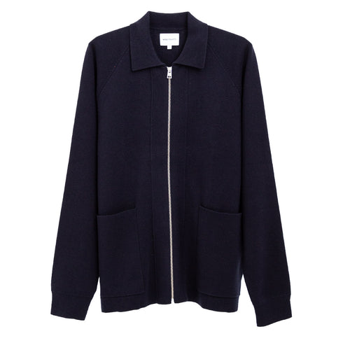 Norse Projects Bjarne Merino Cotton Milano Full Zip Jacket Dark Navy N45-05857004 Degli Uberti