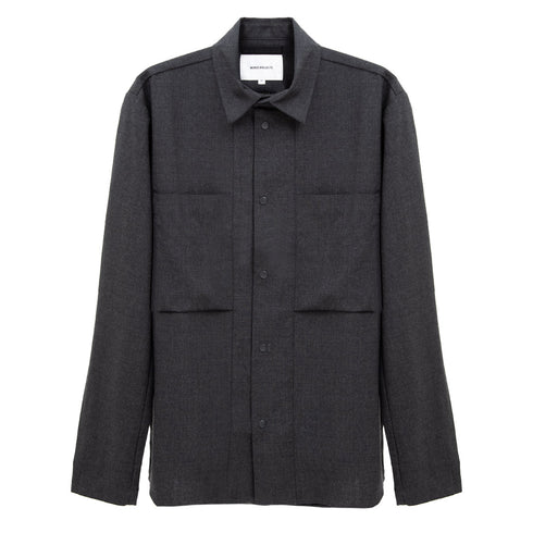 Norse Projects Jens Cordura Tech Wool Overshirt Charcoal Melange N50-02291034 Degli Uberti