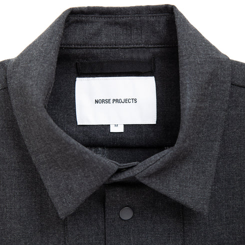 Norse Projects Jens Cordura Tech Wool Overshirt Charcoal Melange N50-02291034 Degli Uberti