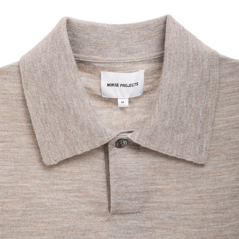 Norse Projects John Tech Merino SS Polo Sand N45-06010909 Degli Uberti