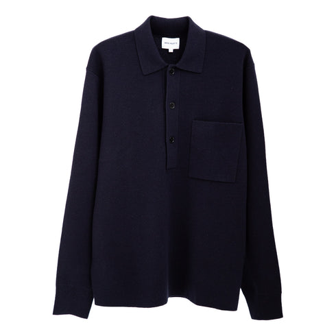 Norse Projects Kian Merino Cotton Milano Polo Dark Navy N45-0602 Degli Uberti