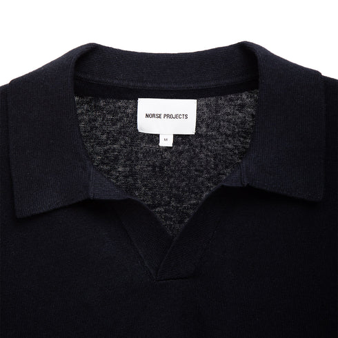 Norse Projects Leif Cotton Linen Polo Dark Navy N45-05027004 Degli Uberti