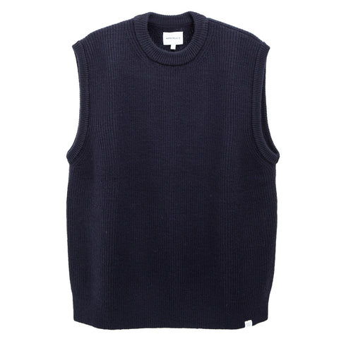 Norse Projects Manfred Wool Cotton Rib Vest Dark Navy N45-05887004 Degli Uberti