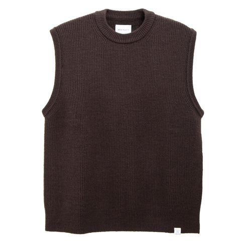 Norse Projects Manfred Wool Cotton Rib Vest Espresso N45-05882022 Degli Uberti