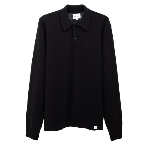 Norse Projects Marco Merino Lambswool Polo Black N45-05369999 Degli Uberti