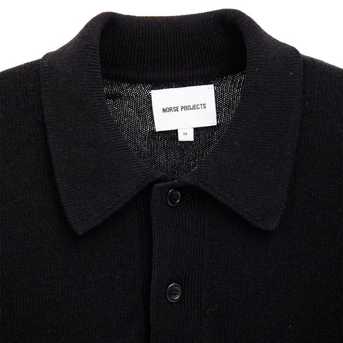 Norse Projects Marco Merino Lambswool Polo Black N45-05369999 Degli Uberti