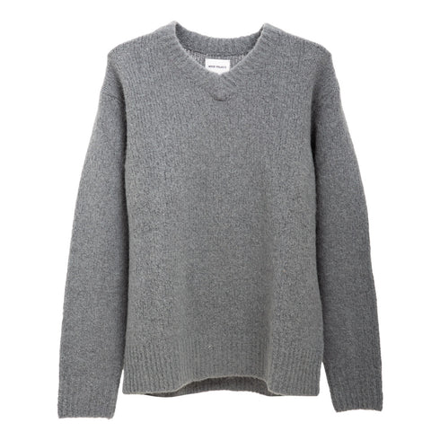 Norse Projects Rasmus Relaxed Brushed V Neck Sweater Mouse Grey N45-0617 Degli Uberti