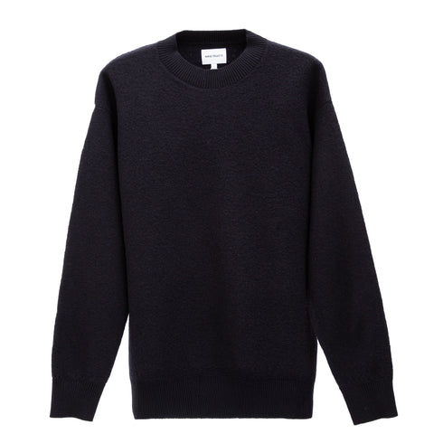 Norse Projects Rom Boiled Wool Crewneck Dark Navy 5711610340572 Front Degliuberti