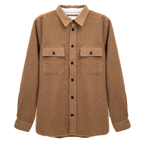 Norse Projects Silas Textured Cotton Wool Overshirt Camel N40-07872001 Degli Uberti