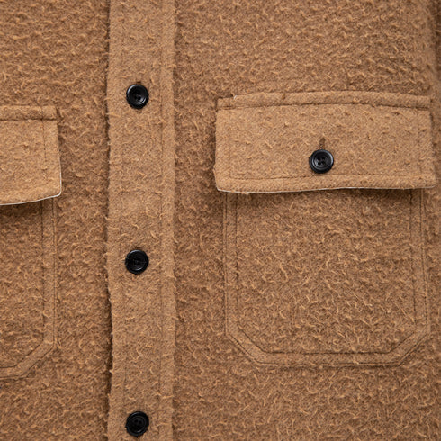 Norse Projects Silas Textured Cotton Wool Overshirt Camel N40-07872001 Degli Uberti