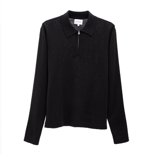 Norse Projects Tech Merino Crepe Polo Black N45-0650134 5711610340855 Front Degliuberti