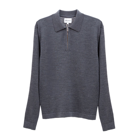 Norse Projects Tech Merino Crepe Polo Charcoal Melange N45-0650134 5711610340831 Front Degliuberti