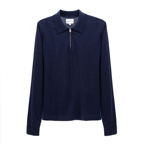 Norse Projects Tech Merino Crepe Polo Dark Navy N45-0650134 5711610340848 Front Degliuberti