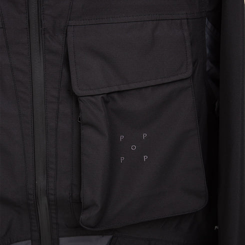 POP Trading Company Big Pocket Hooded Tech Jacket Black/Anthracite POPAW23_05-019 Degli Uberti