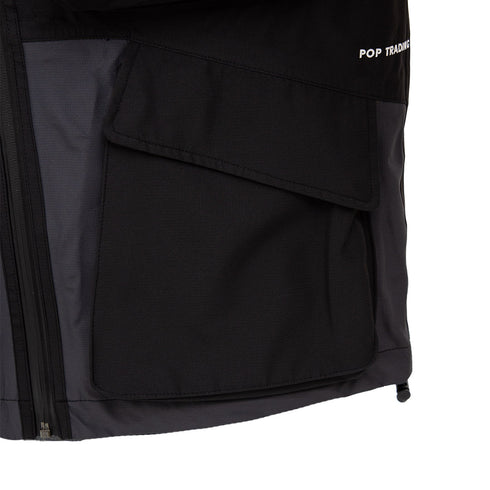 POP Trading Company Big Pocket Hooded Tech Jacket Black/Anthracite POPAW23_05-019 Degli Uberti