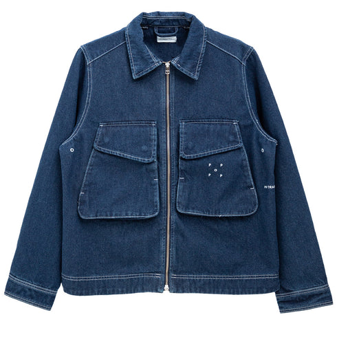 POP Trading Company Boxer Overshirt Rinsed Denim POPAW23_05-005 Degli Uberti