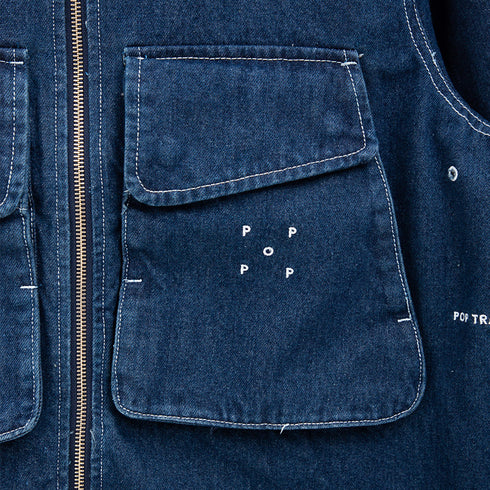 POP Trading Company Boxer Overshirt Rinsed Denim POPAW23_05-005 Degli Uberti