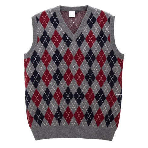 POP Trading Company Burlington Knitted Spencer Charcoal/Multi POPAW23_06-005 Degli Uberti