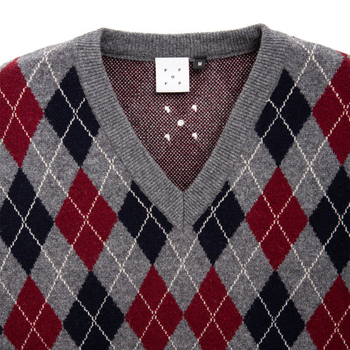 POP Trading Company Burlington Knitted Spencer Charcoal/Multi POPAW23_06-005 Degli Uberti