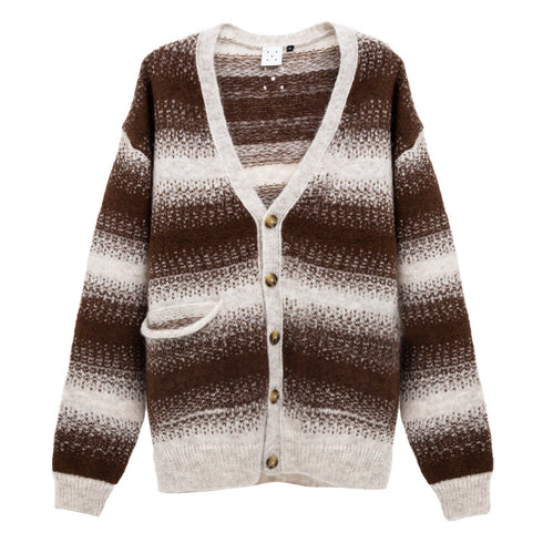 POP Trading Company Striped Knitted Cardigan Delicioso/Cress Green POPAW23_06-011 Degli Uberti