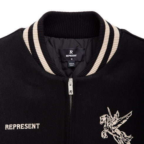 Represent Mascot Wool Varsity Jacket Jet Black MLM1127 Degli Uberti