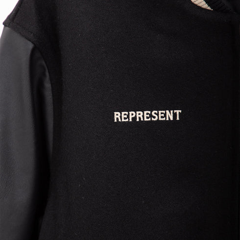 Represent Mascot Wool Varsity Jacket Jet Black MLM1127 Degli Uberti