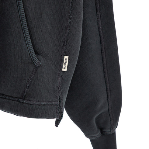 Represent Step Hem Hoodie Stained Black MLM4200 Degli Uberti