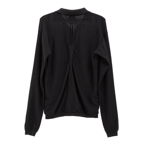 ROA Hiking Pinched Wool Knit Polo Black RBMW0518YA72 2000290598056 Back Degliuberti