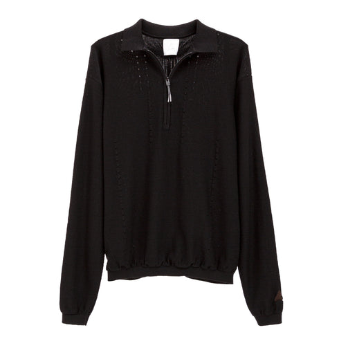 ROA Hiking Pinched Wool Knit Polo Black RBMW0518YA72 2000290598056 Front Degliuberti