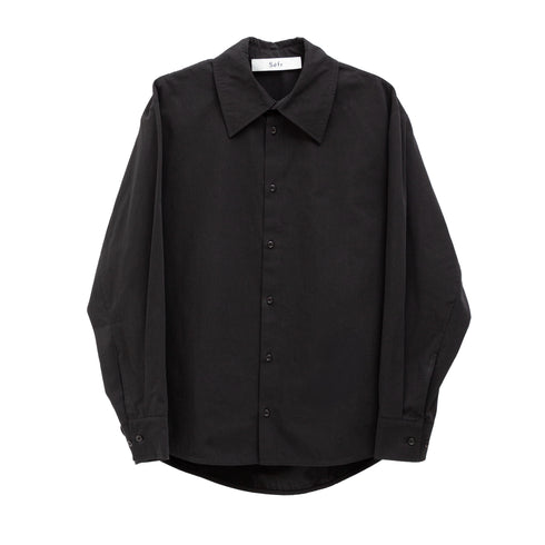 Séfr Trino Shirt Black Fine Poplin MFW25TRINOWHI 7340188597453 Front Degliuberti