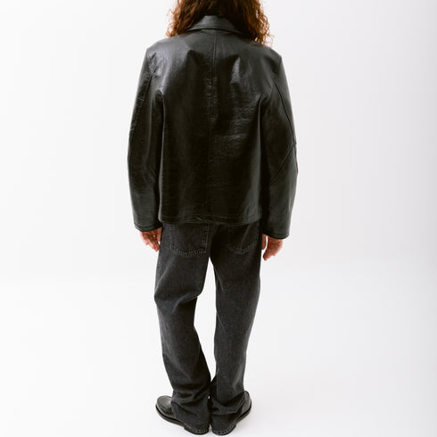 Sefr Duke Jacket Faux Memory Leather Black MSS25DUKEFAU-1 Fit Back Degli Uberti