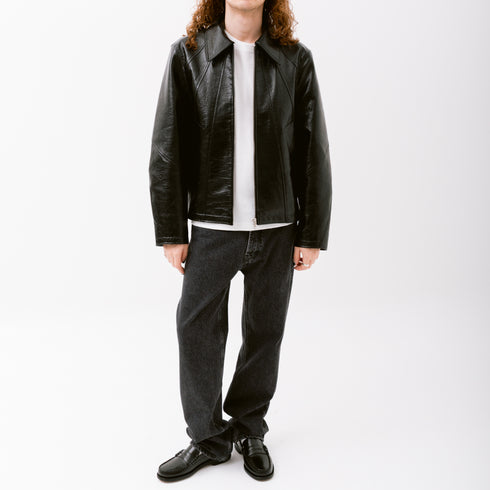 Sefr Duke Jacket Faux Memory Leather Black MSS25DUKEFAU-1 Fit Front Degli Uberti