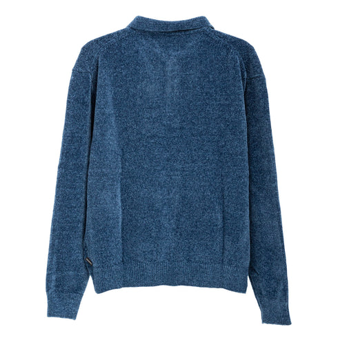 Thisisneverthat Velvet Knit Polo Blue TN243KKNPK07 Degli Uberti