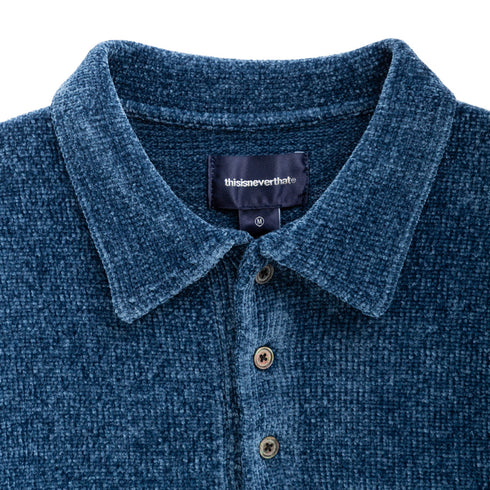 Thisisneverthat Velvet Knit Polo Blue TN243KKNPK07 Degli Uberti