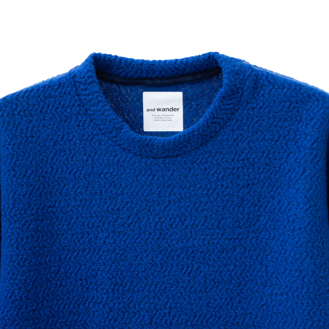 And Wander Re Wool JQ Crew Neck Blue – Degli Uberti