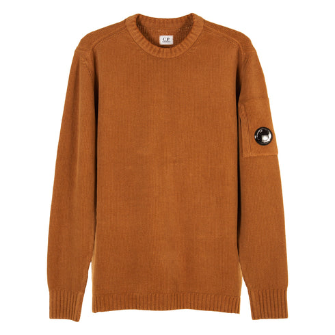 C.P. Company Chenille Cotton Plain Jumper Bronze Brown 344 13CMKN232A-005558G Degli Uberti