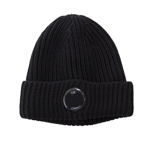 C.P. Company Extra Fine Merino Wool Beanie Black 999 99913CMAC272A-005509A Degli Uberti
