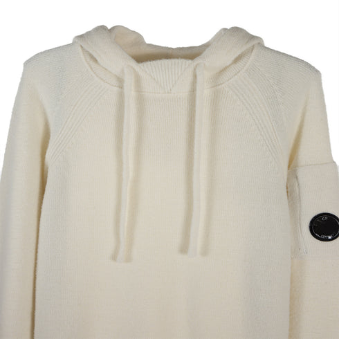 C.P. Company Fleece Knit Hoodie Gauze White 103 13CMKN198A-006170A Degli Uberti