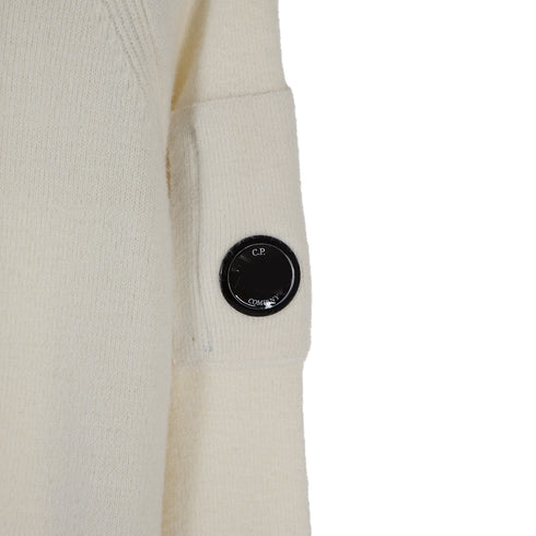 C.P. Company Fleece Knit Hoodie Gauze White 103 13CMKN198A-006170A Degli Uberti