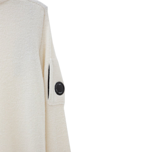 C.P. Company Fleece Knit Roll Neck Gauze White 103 13CMKN199A-006170A Degli Uberti